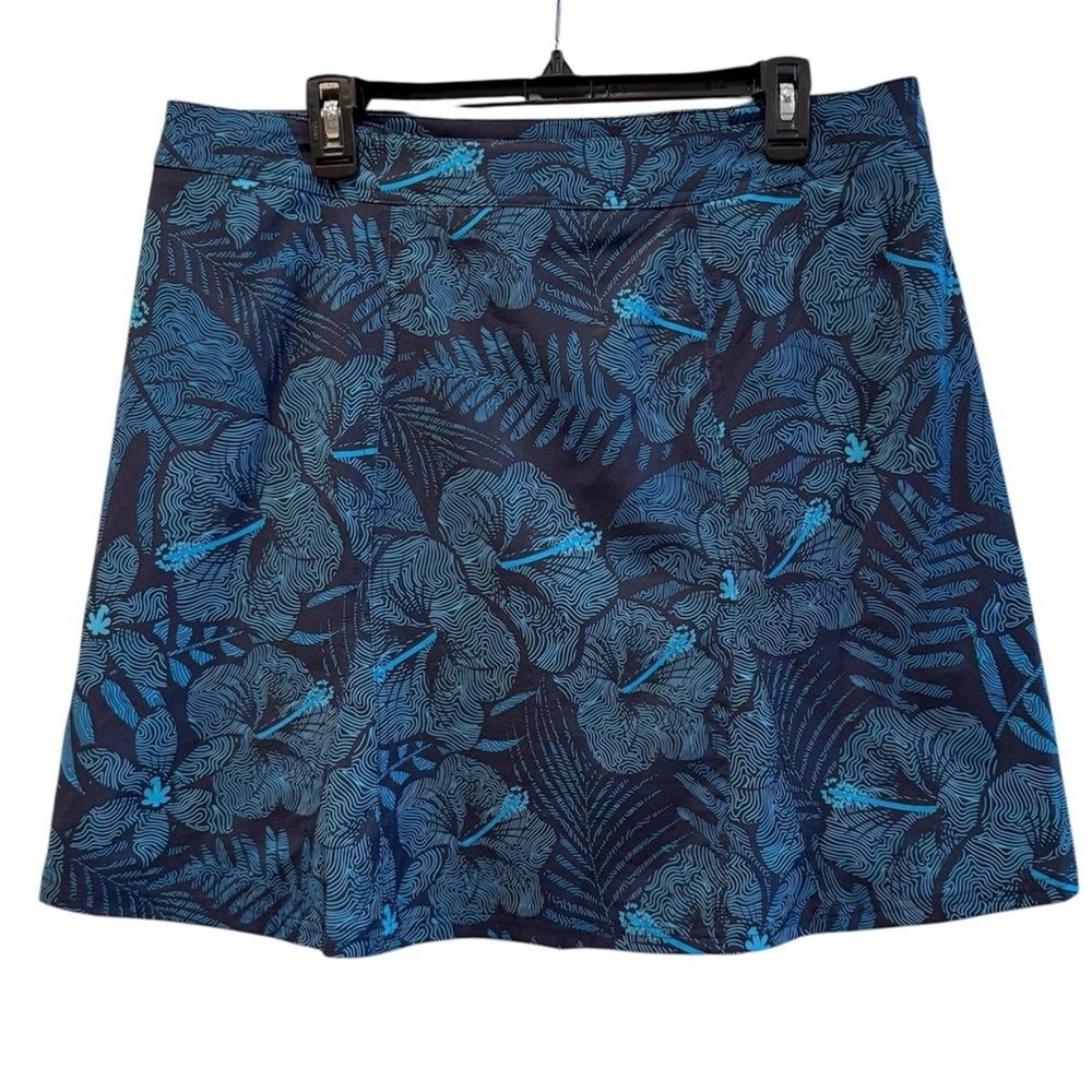 Ripskirt Hawaii Womens XL Blue Floral Hibiscus Leaf Print Quick Dry Wrap Skirt - Picture 4 of 6